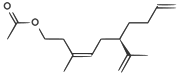 A feromona (3Z,6R)-3-metil-6-(prop-1-en-2-il)deca-3,9-dien-1-il acetato