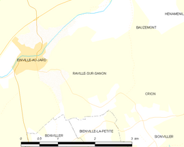 Mapa obce Raville-sur-Sânon