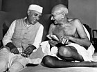 From the late 19th century, and especially after 1920, under the leadership of Mahatma Gandhi (right), the Congress became the principal leader of the Indian independence movement.[392] Gandhi is shown here with Jawaharlal Nehru, later the first prime minister of India.