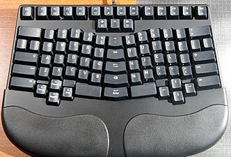 The Truly Ergonomic keyboard, which combines fixed-split design with vertical columns and staggered rows