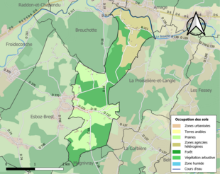 Carte en couleurs présentant l'occupation des sols.