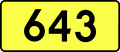 Sign of DW 643 with oficial font Drogowskaz and adequate dimensions.