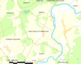 Mapa obce Montureux-et-Prantigny