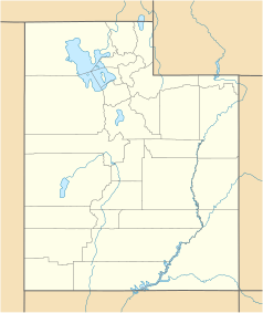 Mapa konturowa Utah, blisko centrum u góry znajduje się punkt z opisem „Deer Valley”