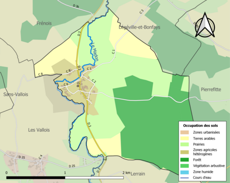 Carte en couleurs présentant l'occupation des sols.