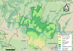 Carte en couleurs présentant l'occupation des sols.