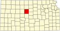 Map of Kanzas highlighting Russell County