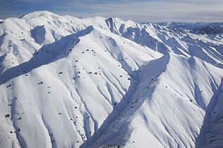 Snow-covered mountains in Paktia Province