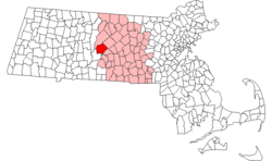 Location in Worcester County in Massachusetts