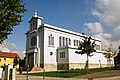 Église Sainte-Barbe à Crusnes (Lorraine), portiques en acier et tôles, en 1939. (Un prototype sans suite de la société de Wendel pour l'exportation).