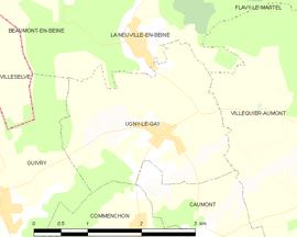 Mapa obce Ugny-le-Gay