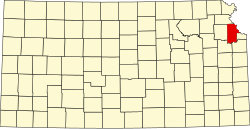 Leavenworth County na mapě Kansasu