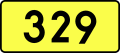 English: Sign of DW 329 with oficial font Drogowskaz and adequate dimensions.