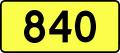 English: Sign of DW 840 with oficial font Drogowskaz and adequate dimensions.