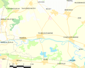 Mapa obce Tours-sur-Marne