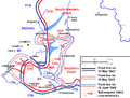 Mapa walk i położenia linii frontu w rejonie Charkowa pomiędzy 12 maja a 15 czerwca 1942 roku