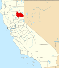 Kort over California med Plumas County markeret