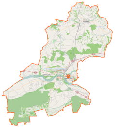 Mapa konturowa powiatu nowodworskiego, na dole nieco na prawo znajduje się punkt z opisem „Pociecha”