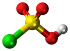 Ball-and-stick model of the chlorosulfuric acid molecule