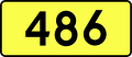 English: Sign of DW 486 with oficial font Drogowskaz and adequate dimensions.