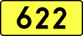 Sign of DW 622 with oficial font Drogowskaz and adequate dimensions.