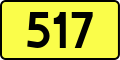 English: Sign of DW 517 with oficial font Drogowskaz and adequate dimensions.