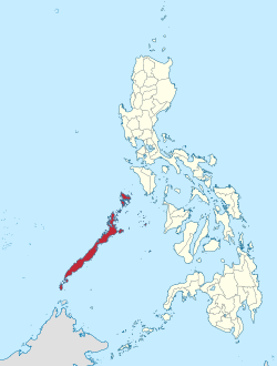 Mapa ng Pilipinas na magpapakita ng lalawigan ng Palawan