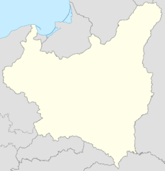 Mapa konturowa Polski w 1939, u góry po prawej znajduje się punkt z opisem „Smorgonie”