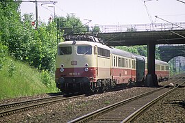 TEE Rheingold mit Baureihe 112 1986 auf dem Münchener Südring