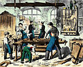 Atelier de menuisier vers 1880.