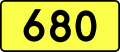 Sign of DW 680 with oficial font Drogowskaz and adequate dimensions.