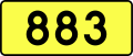 English: Sign of DW 883 with oficial font Drogowskaz and adequate dimensions.