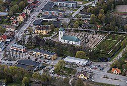 Åseda kyrka och rådhus från luften