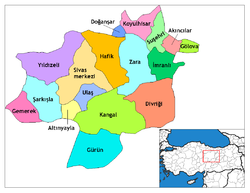 Vị trí của Sivas within Turkey.