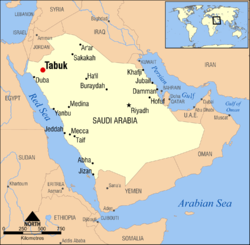 Tabuk pada peta Saudi Arabia