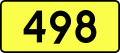 English: Sign of DW 498 with oficial font Drogowskaz and adequate dimensions.