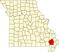 Map of Misuri highlighting Stoddard County