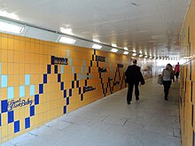 Photograph of "Leeds Song Tunne" public art celebrating the music of the city