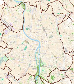 Mapa konturowa Tuluzy, blisko centrum na prawo znajduje się punkt z opisem „Archikatedra pw. św. Szczepana”