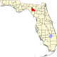 Harta statului Florida indicând comitatul Lafayette