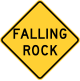 North Carolina falling rock sign.