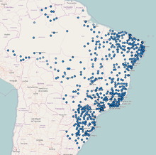 Mapa Brasil com polos da UAB