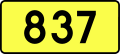 English: Sign of DW 837 with oficial font Drogowskaz and adequate dimensions.