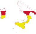 Flag map of Southern italy