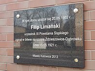 Tablica upamiętniająca Filipa Limańskiego (ul. gen. Z. Waltera-Jankego 179)