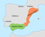 First division of Hispania into two provinces: Citerior and Ulterior.