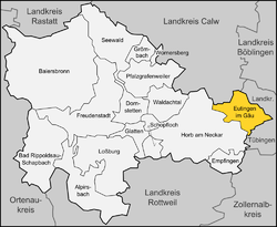 Elhelyezkedése Baden-Württemberg térképén