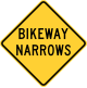 U.S. Bikeway narrows sign.