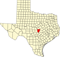 Karte von Burnet County innerhalb von Texas