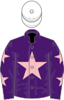 Purple, pink star, purple sleeves, pink stars, white cap